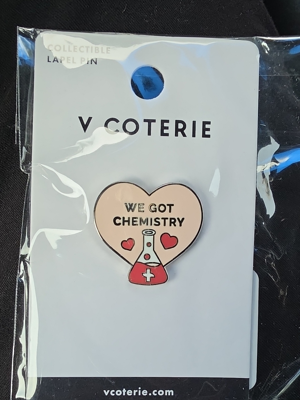V Coterie "We Got Chemistry" Heart Enamel Pin - Pink & Red